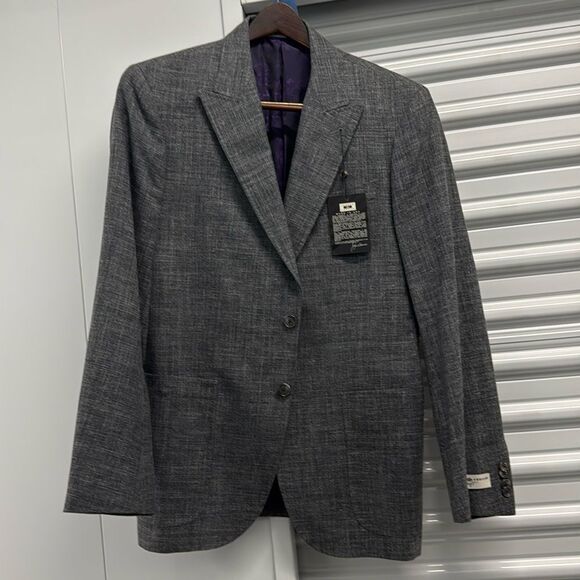 Joseph Abboud Mens Size 40R Blazer Madras Patchwork Grey Sport Coat Jacket - Picture 1 of 10